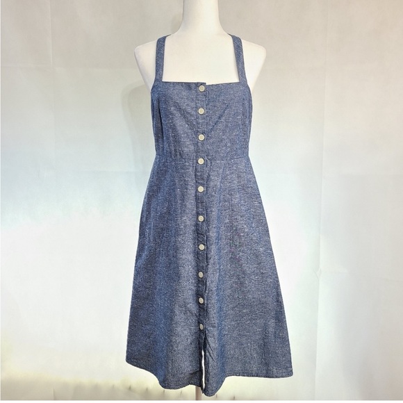 Madewell Chambray Tank Button Front Midi Dress, Size 8 - Picture 5 of 10